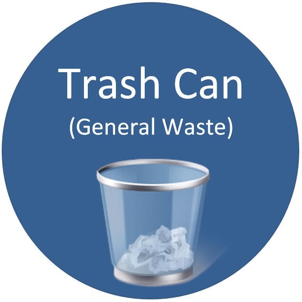 Trash Can General Waste 12in Diameter Non Slip Floor Sign